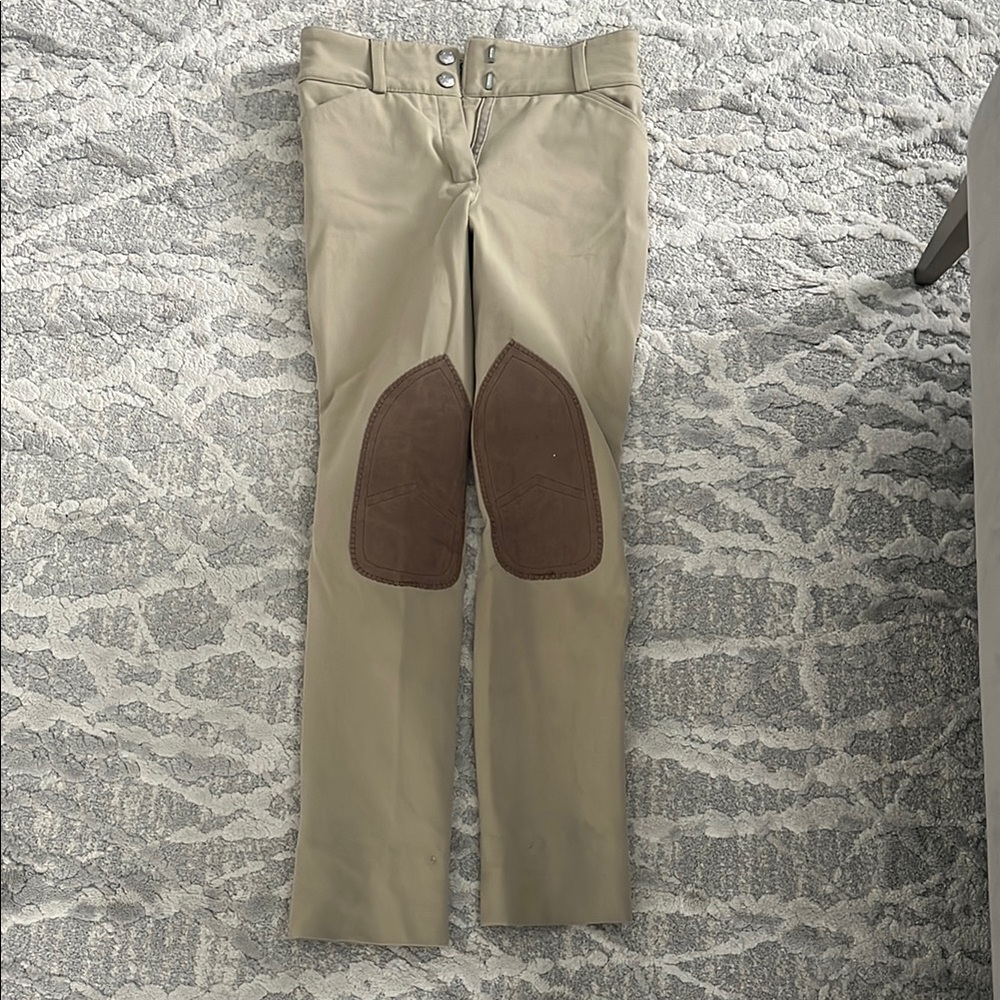Kids Tan Riding Pants with Brown Patches